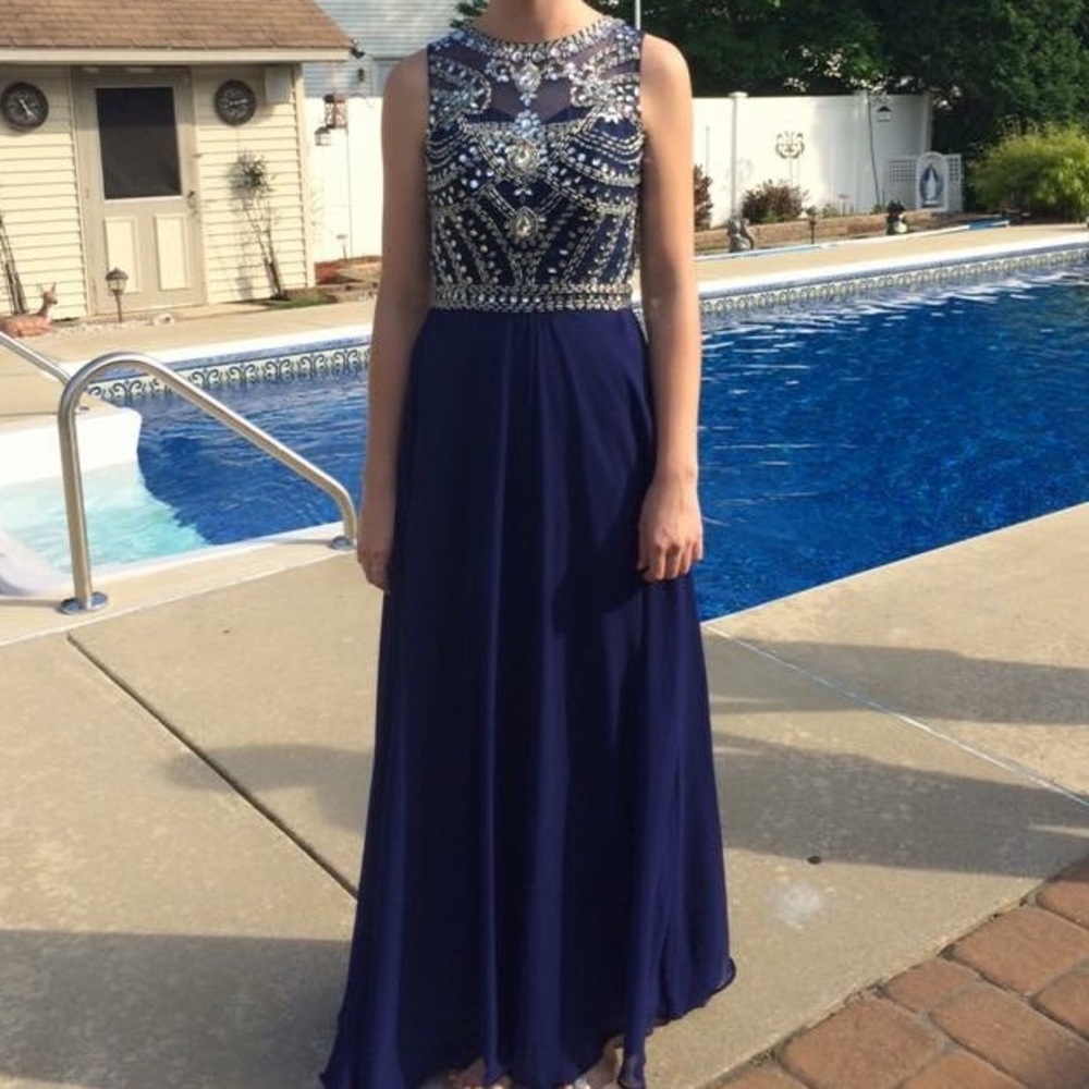 Retro Style Navy Prom Dress